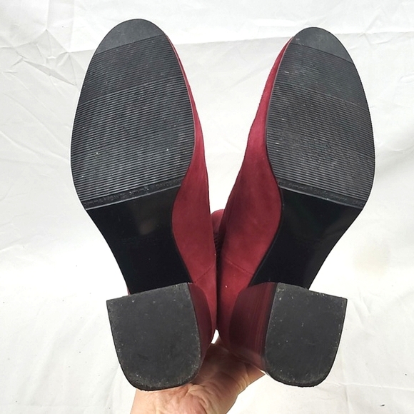 Napoleoni Red Suede Ankle Boot With Chunky Heel - Picture 6 of 11